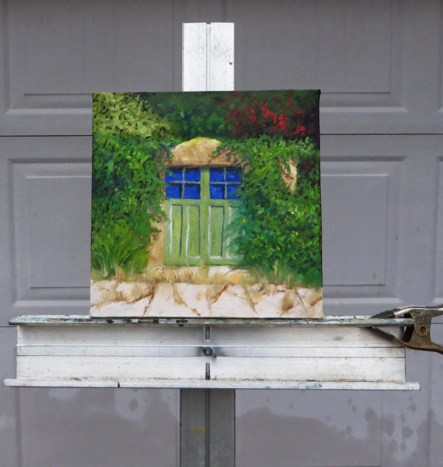 Puertas de Garaje Verdes, Pintura al Óleo - Art Impresionista de Mitchell Freifeld