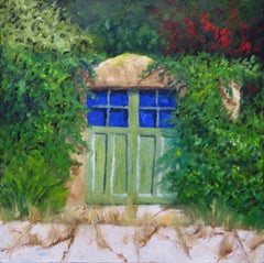 Green Garage Doors, Oil Painting