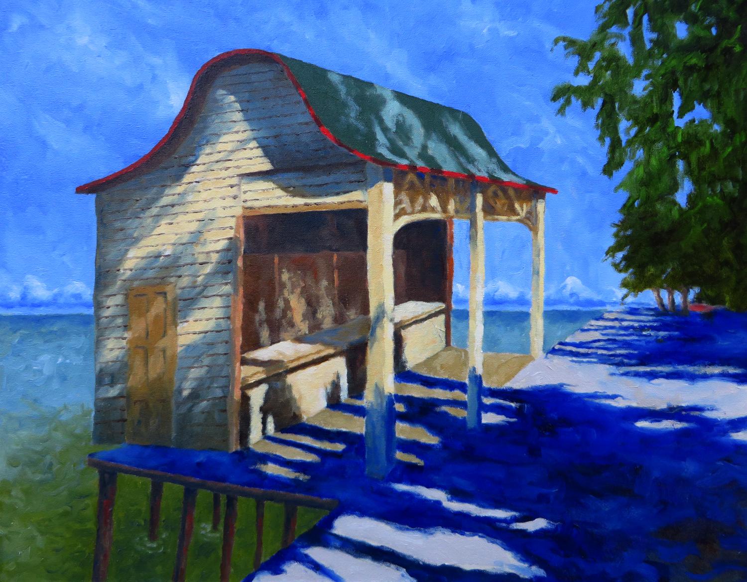 Old Refreshment Stand, Oil Painting - Art by Mitchell Freifeld