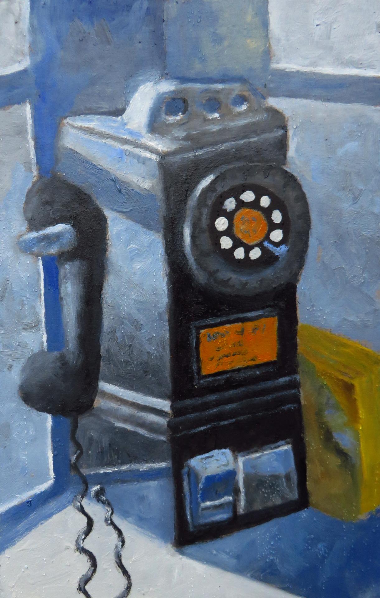 Téléphone public, peinture à l
huile