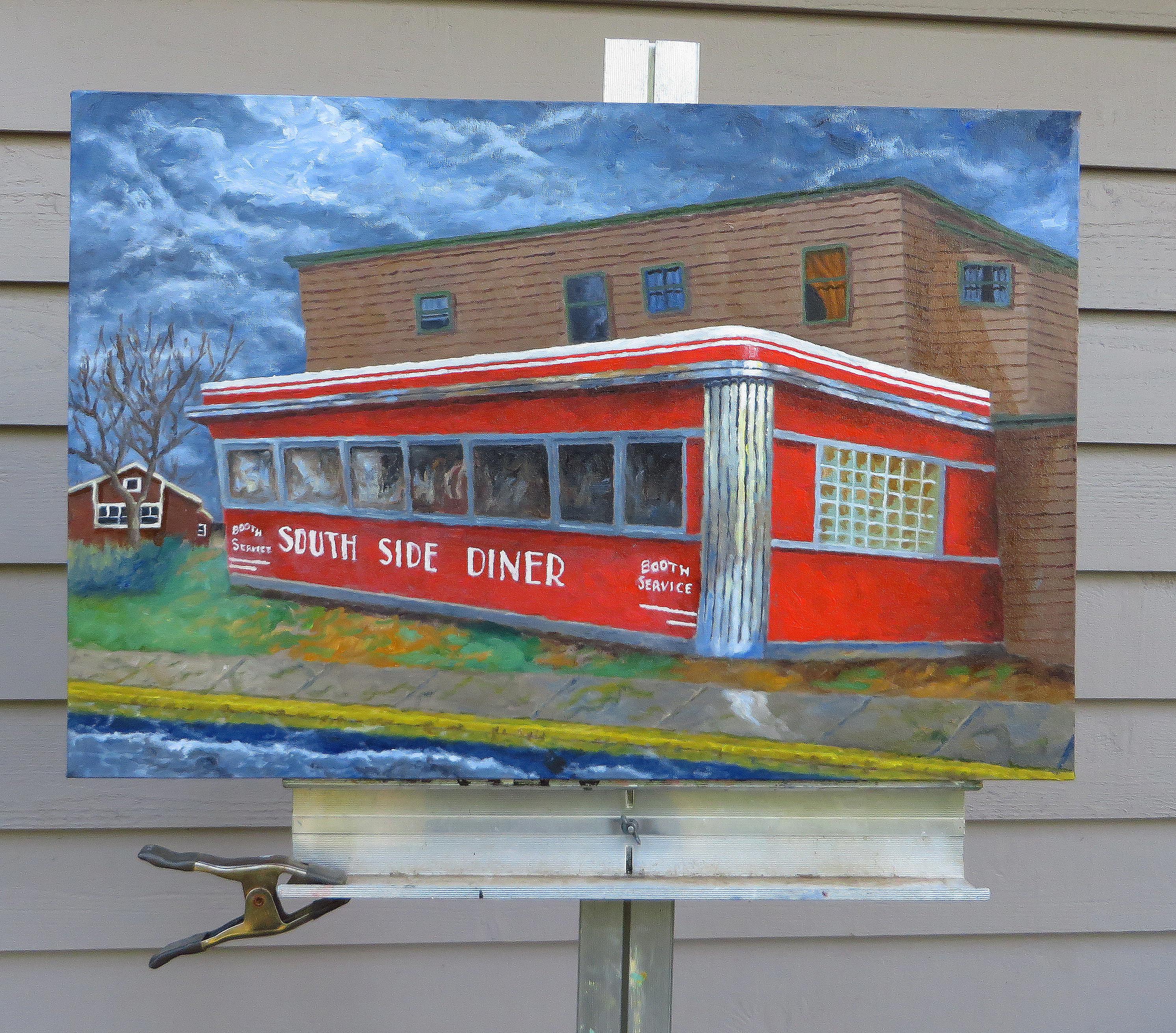 South Side Diner, Ölgemälde (Zeitgenössisch), Painting, von Mitchell Freifeld
