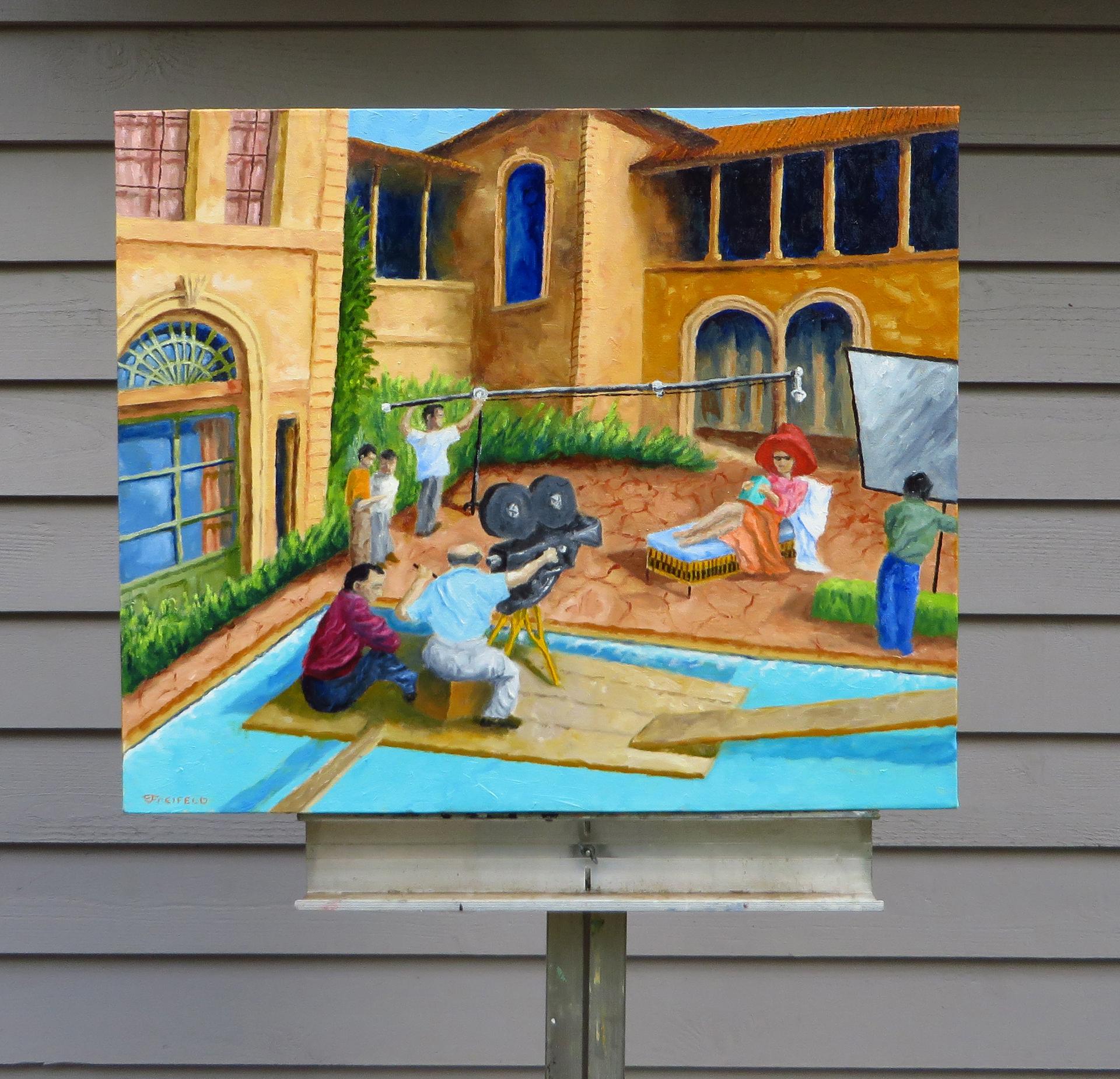 Le chapeau rouge, peinture à l'huile - Contemporain Painting par Mitchell Freifeld