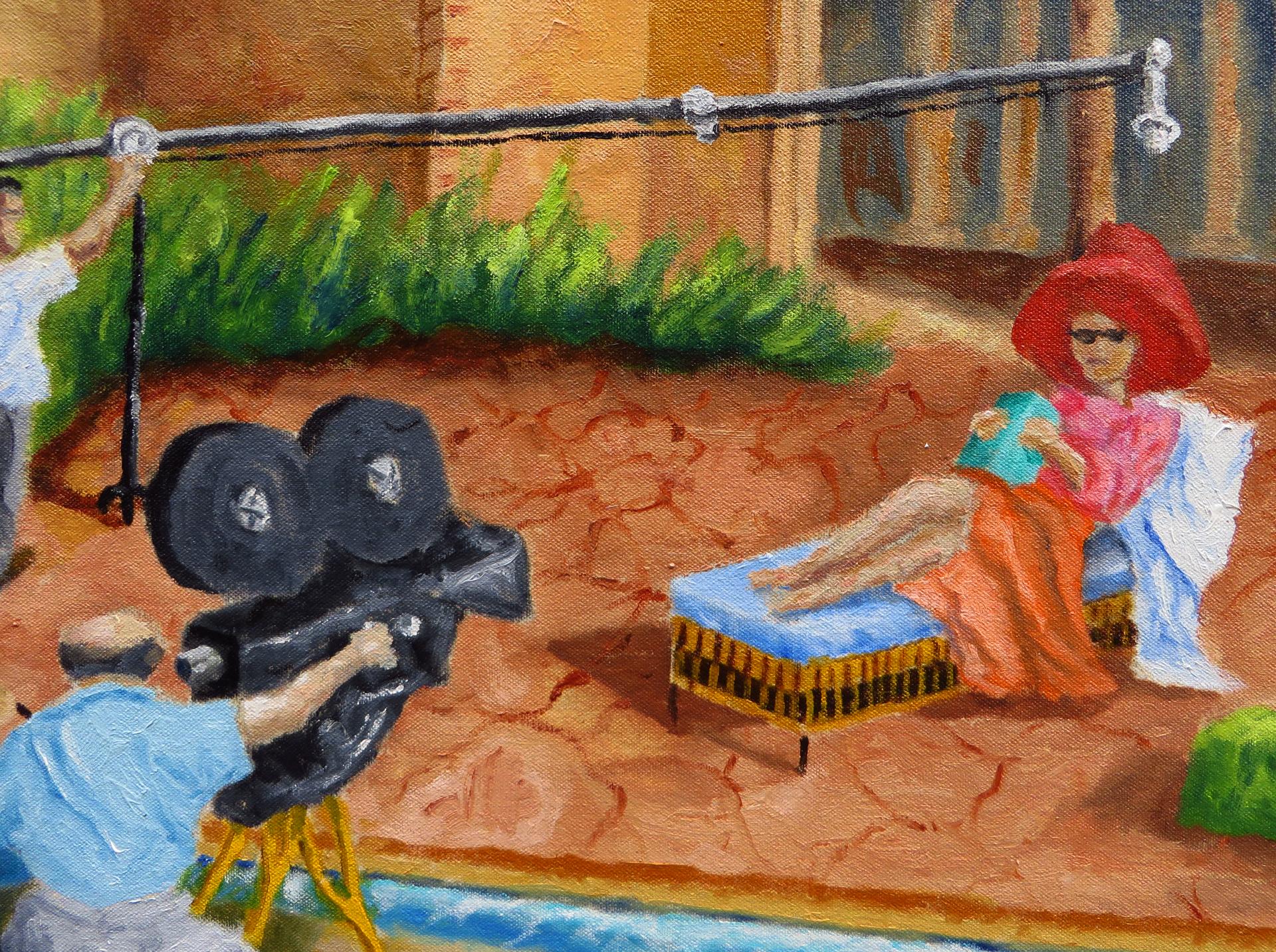 Le chapeau rouge, peinture à l'huile - Marron Interior Painting par Mitchell Freifeld