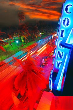 Art Deco Colony Hotel Neon Sign On Ocean Drive, Miami Beach Color Fine Art Print