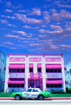 Retro Art Deco District Miami Beach in the 80's, Pinks and Blues