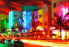 Vintage Art Deco Ocean Drive -  Neon South Beach at Night by Mitchell Funk