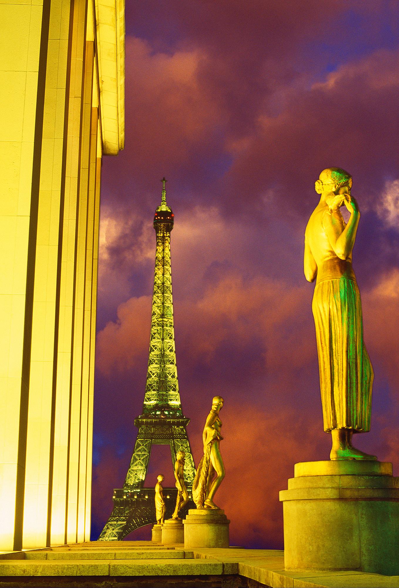 Mitchell Funk Nude Photograph - Art Deco Paris - Eiffel tower  Place du Trocad�éro Statues  " Slave to Love" 