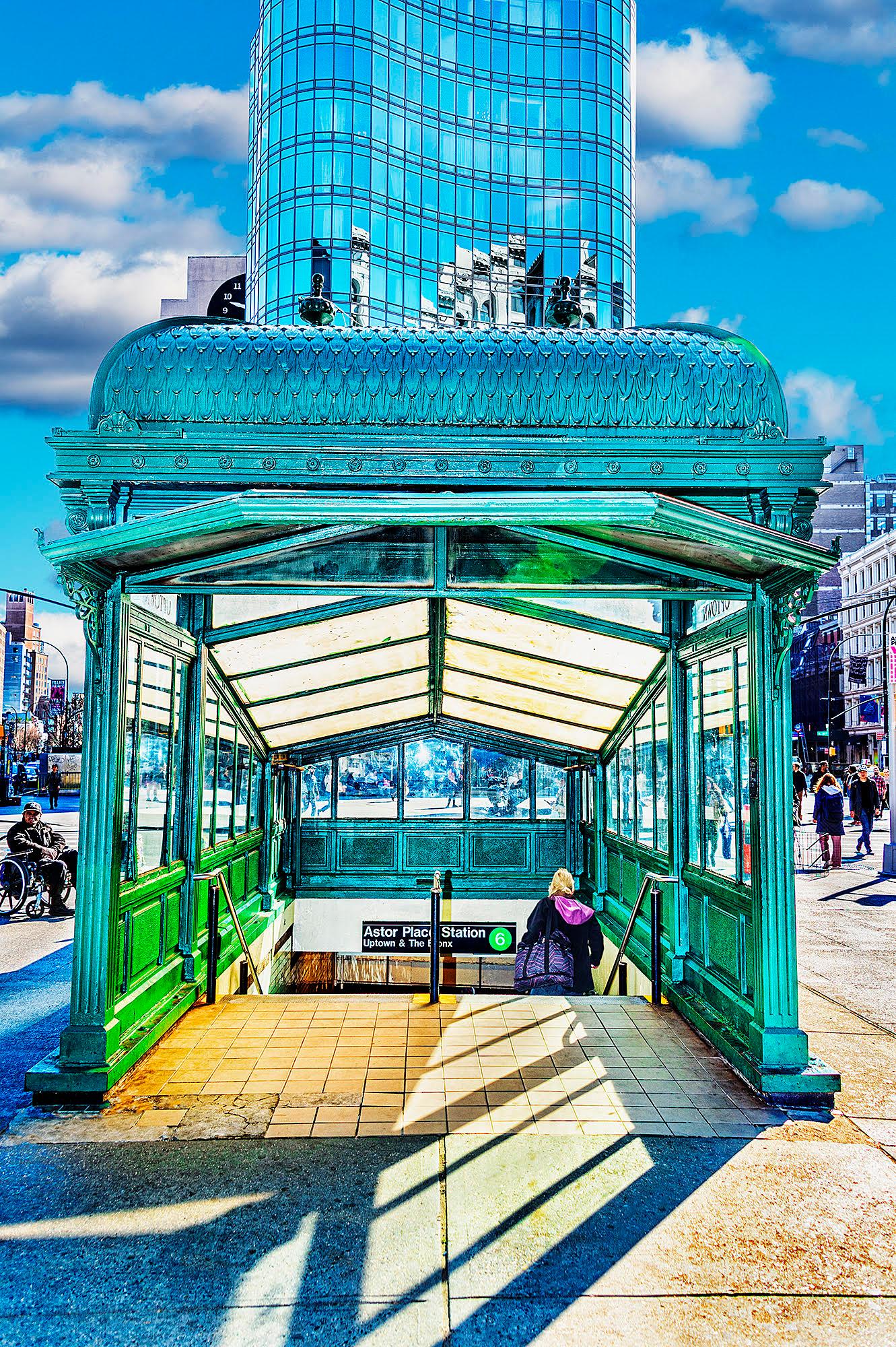 Mitchell Funk Landscape Photograph - Astor Place Subway Kiosk, Cooper Union Station