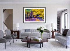 Autumn in Central Park with Black Dog