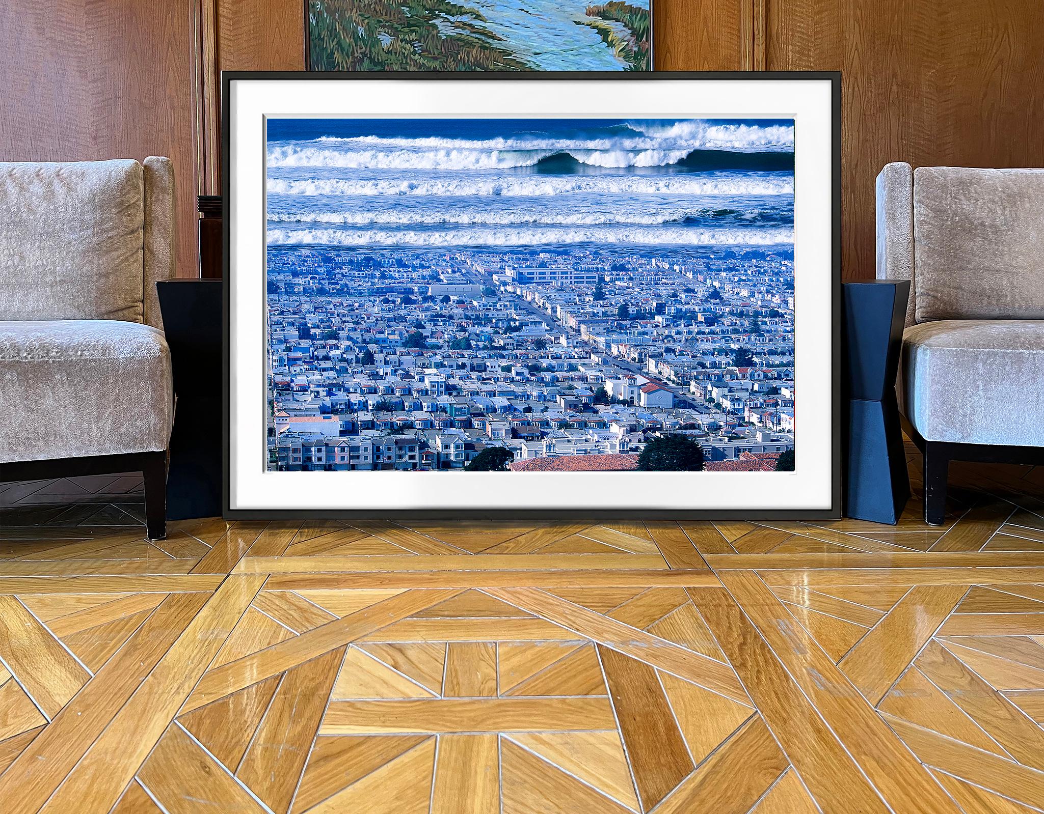 Big Blue Waves Distrito Oceánico San Francisco  - Ruido Blanco Visual - Landscape Photograph Azul de Mitchell Funk