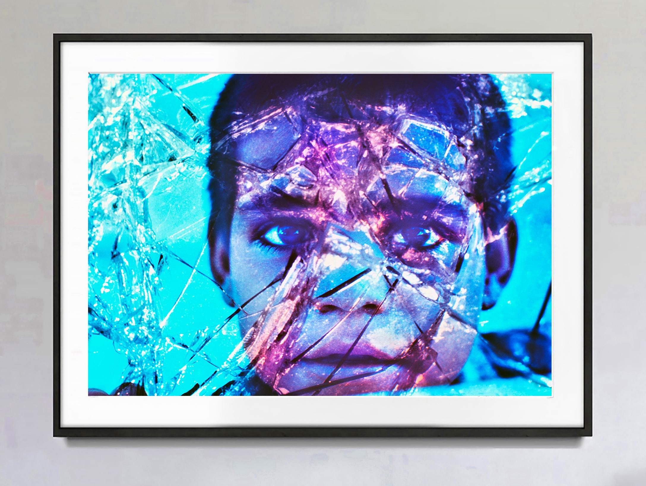 Black Boy Broken Glass Brooklyn Museum Color Photography Show by Henri Ghent - Blue Portrait Photograph by Mitchell Funk