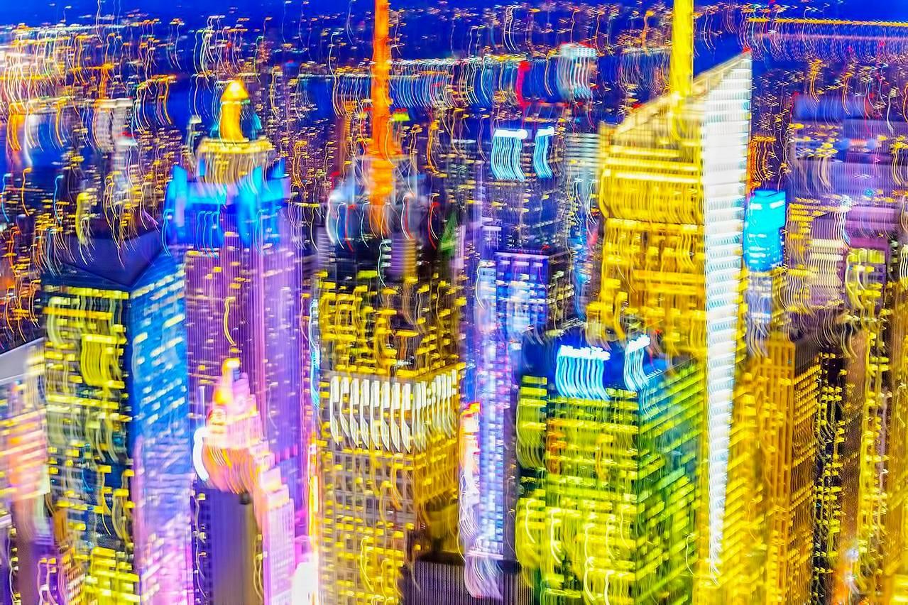 Mitchell Funk Landscape Photograph - Blurred New York Skyline
