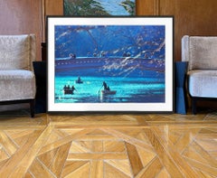 Bow Bridge Row Boats in Central Park  - Cerulean Blue