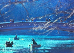 Bow Bridge Row Boats in Central Park  - Cerulean Blue