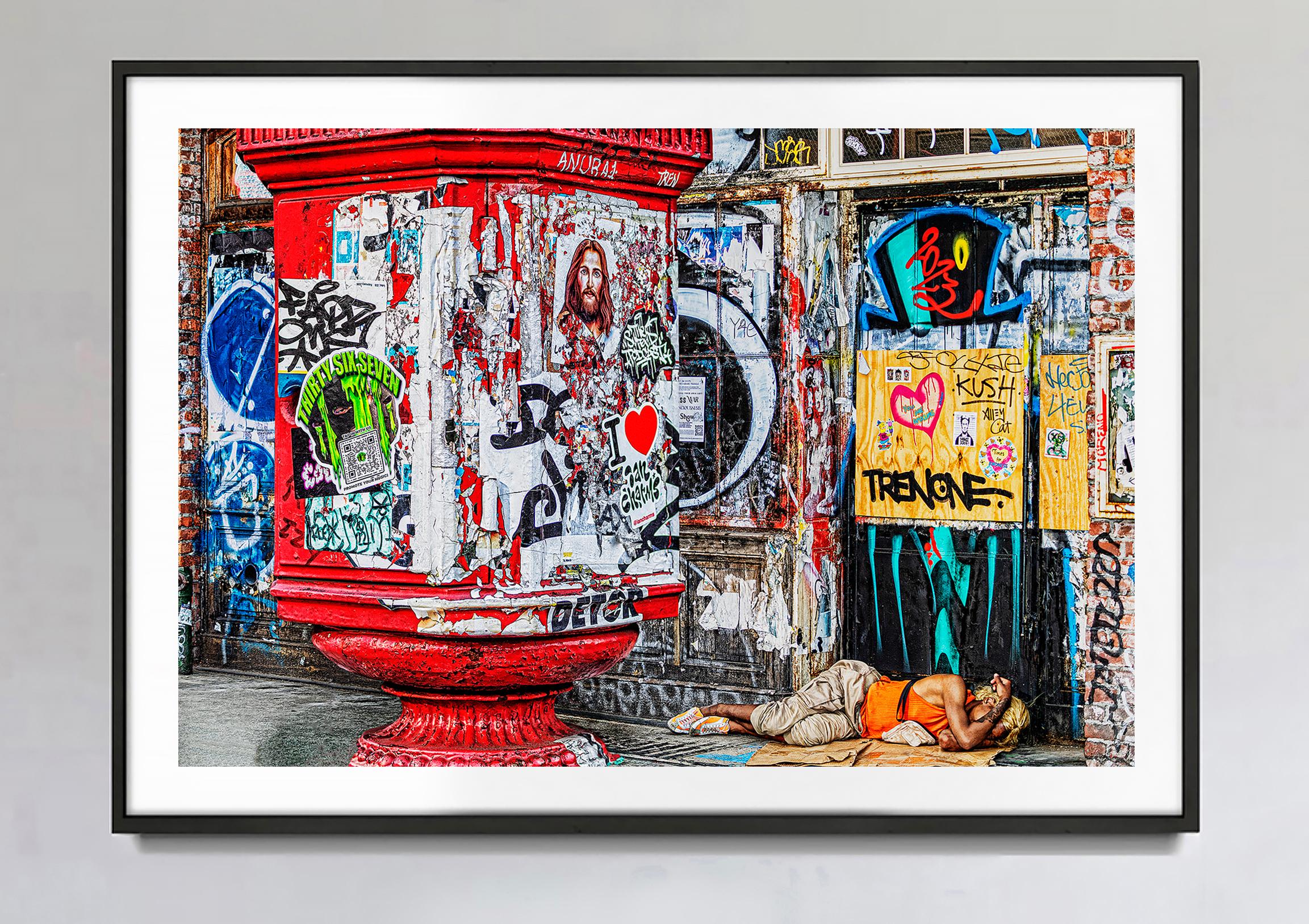 Bowery Street Scene with Abstract Graffiti - Photograph by Mitchell Funk