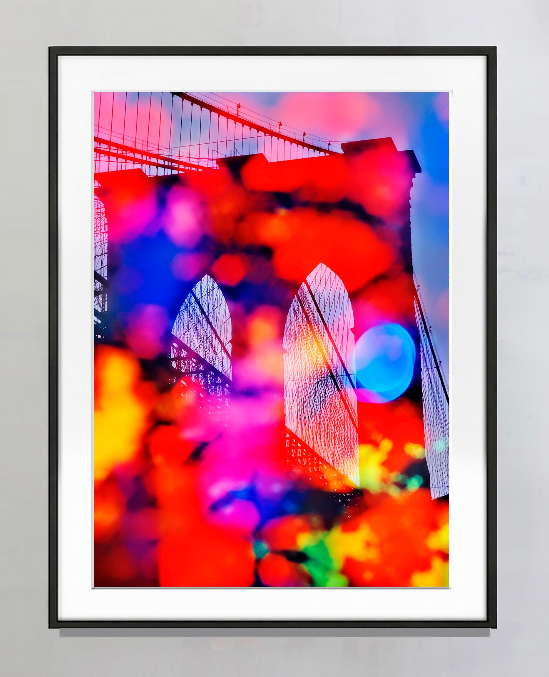 Brooklyn Bridge Abstraction with  Romantic Out of Focus Floral Colors  - Photograph by Mitchell Funk