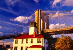 Vintage Brooklyn Bridge and Building