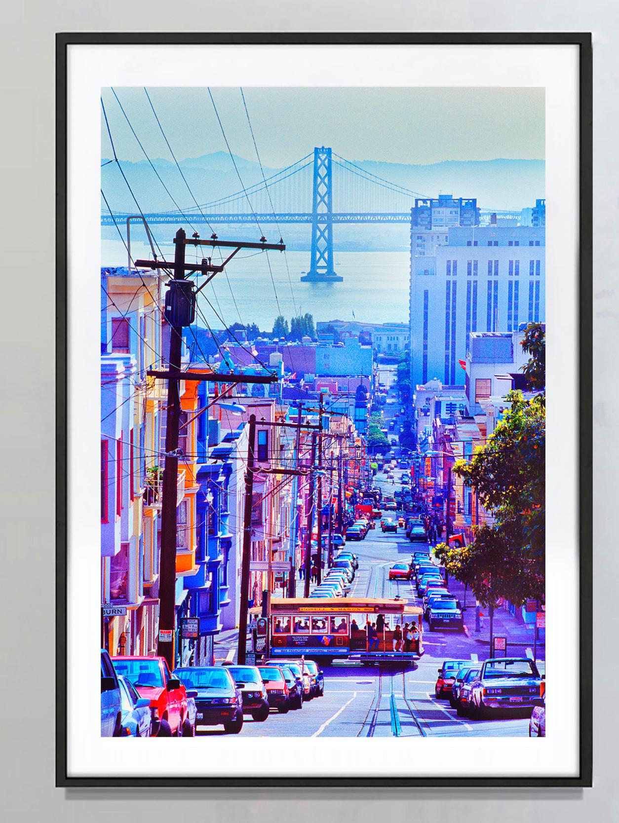 Cable Car Passing Through Russian Hill Neighborhood, San Francisco - Photograph by Mitchell Funk