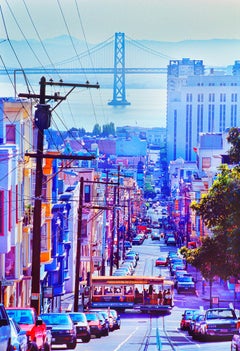 Cable Car Passing Through Russian Hill Neighborhood, San Francisco