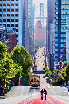 California Street Cable Car Early Morning. San Francisco