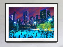 Central Park Ice Skaters at Night  Purple Sky in  New York City