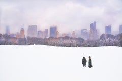 Central Park in Snow with  Dreamy Midtown Skyline 
