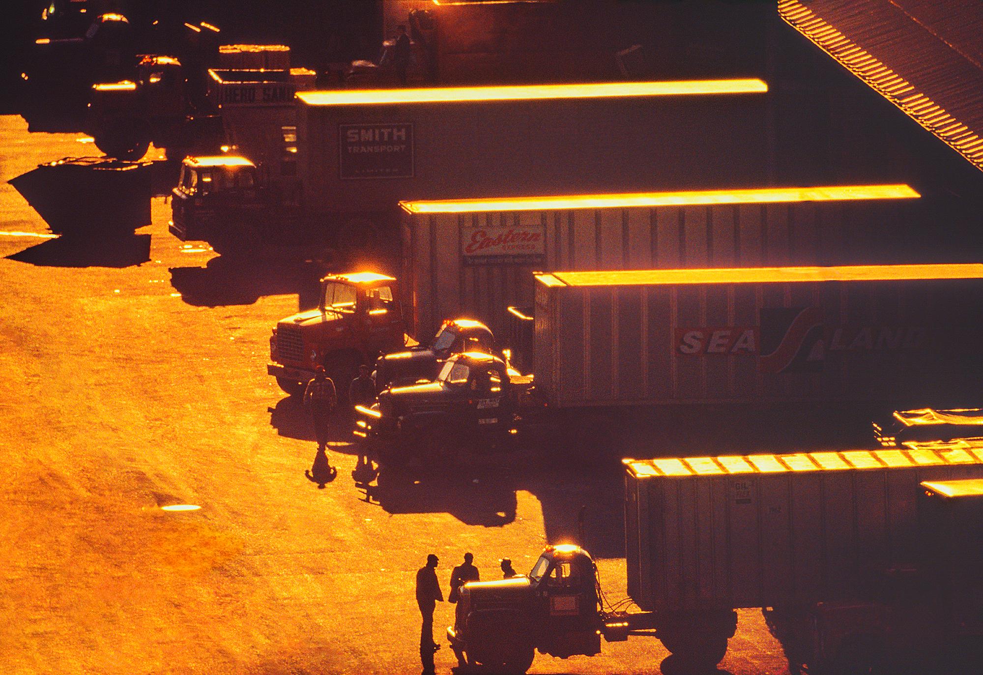 Mitchell Funk Color Photograph - Chelsea: Old New York West Side Highway Industrial Trucks In Angelic Light