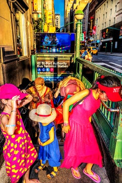 Children Exiting NYC Subway Station, Color Photography, Signed, 4/15