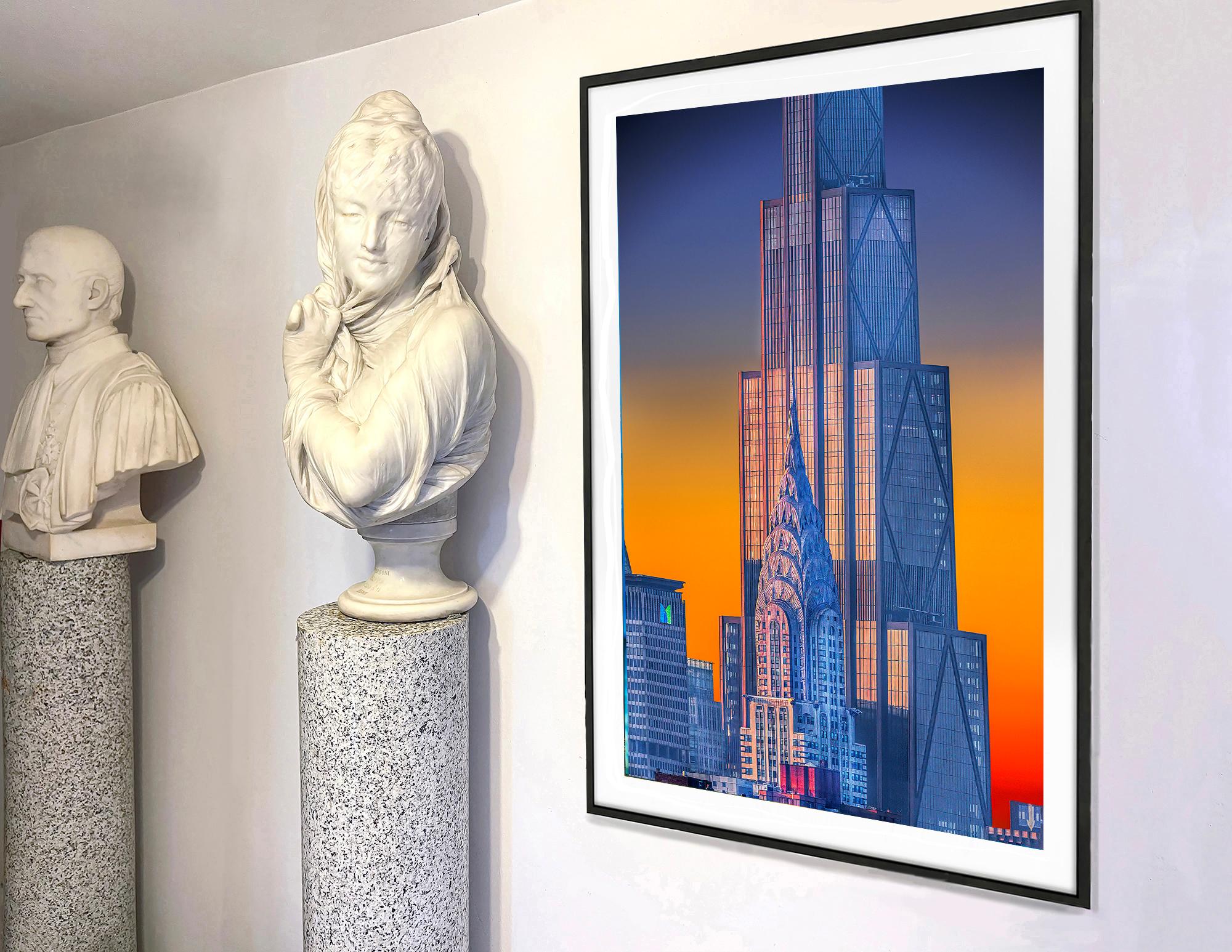 El edificio Chrysler y la sede del banco Chase al amanecer - Photograph Posimpresionista de Mitchell Funk