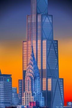 El edificio Chrysler y la sede del banco Chase al amanecer
