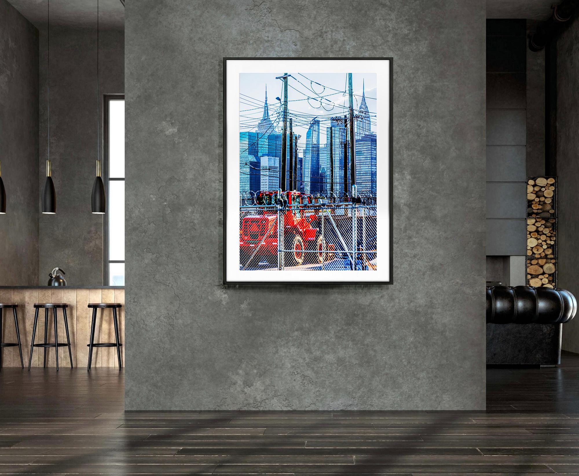 Wherever You Look You See You See The Chrysler Building: Long Island City Industrial (Blau), Color Photograph, von Mitchell Funk