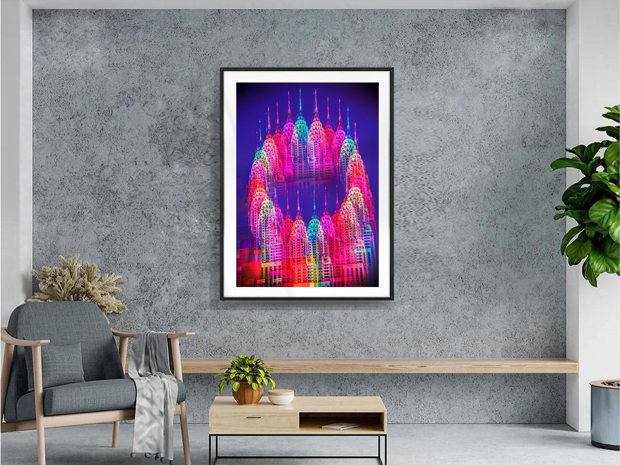 Chrysler Building in Colorful Multiple Exposure - A Triumph of Color and Design For Sale 1