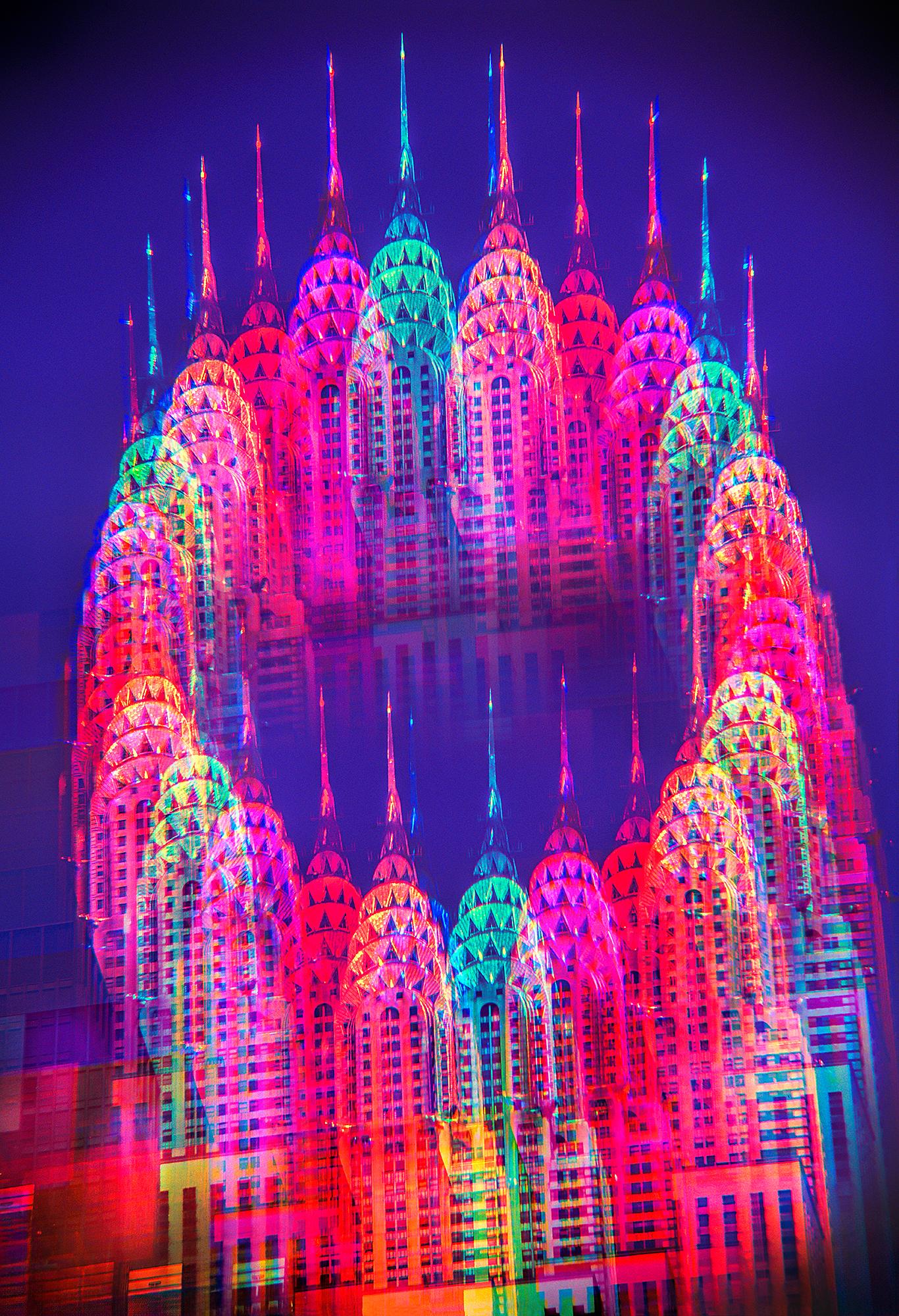 Chrysler Building in Colorful Multiple Exposure - A Triumph of Color and Design
