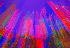 Chrysler Building in Multiple Exposure of Blue and Magenta