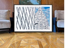 Chrysler Building nei toni dell'argento e del grigio Relazioni spaziali astratte