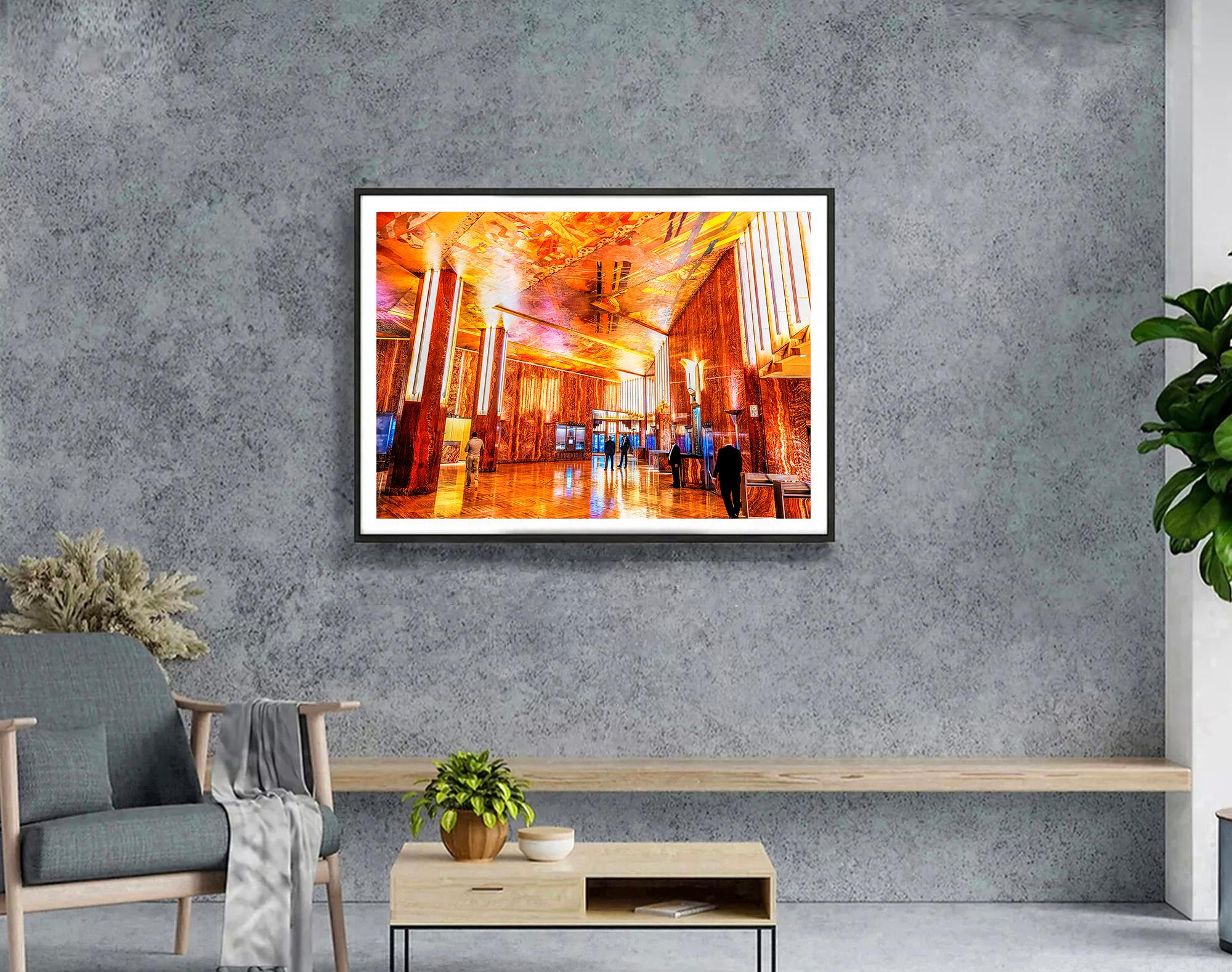 Chrysler-Gebäude Innenraum Art Deco in prächtigem Goldorange im Angebot 3