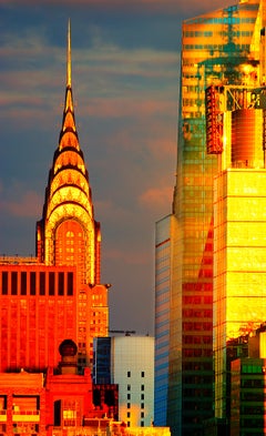 Chrysler Building Spire-Glühbirne in Goldlicht, Chrysler Building  Skyline von Manhattan