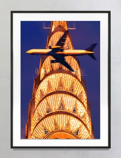 Chrysler Building Spire in Golden Light Intersected with Airplane,  Art Deco