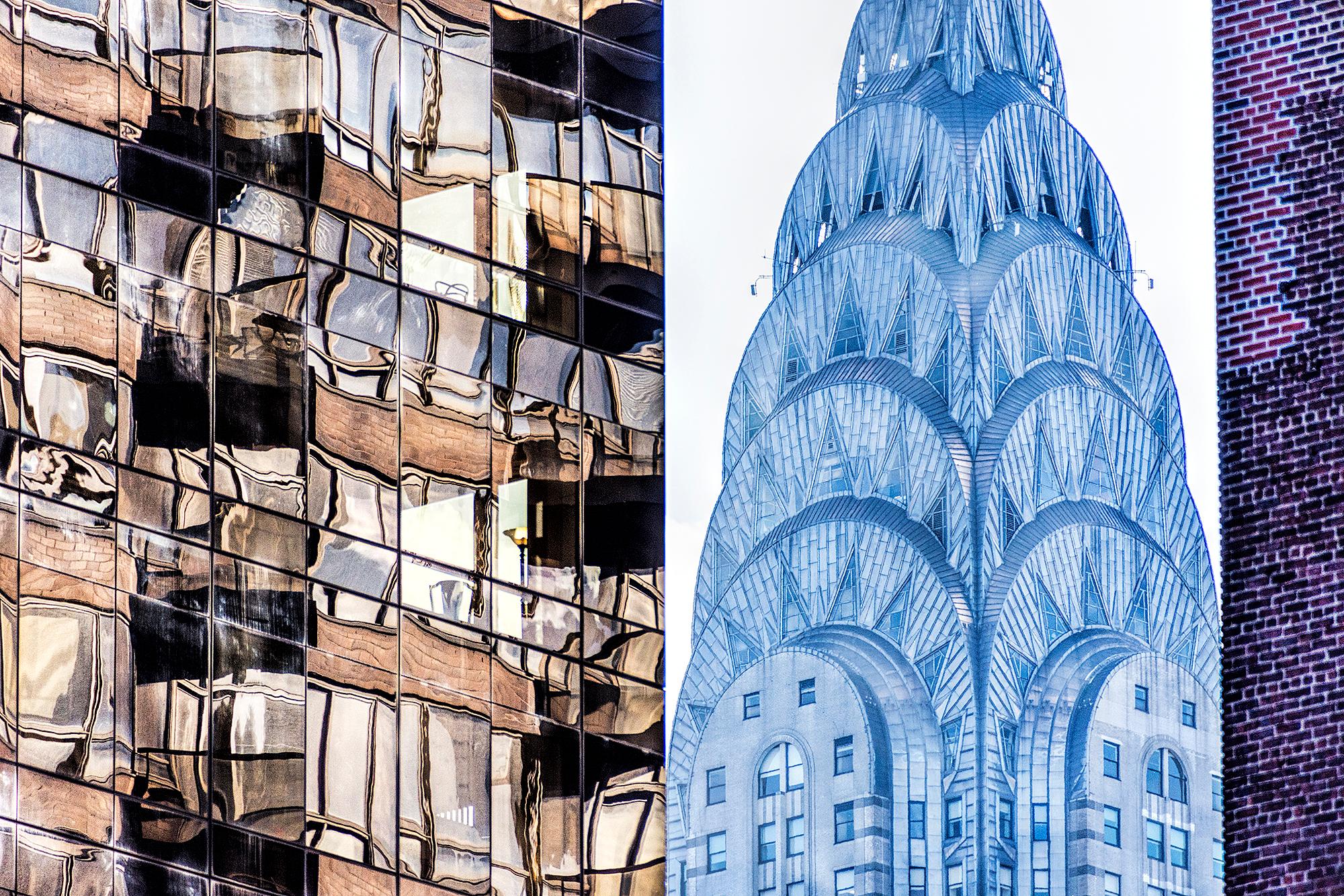 Mitchell Funk Landscape Photograph – Chrysler Building Spire mit abstrakten architektonischen Mustern