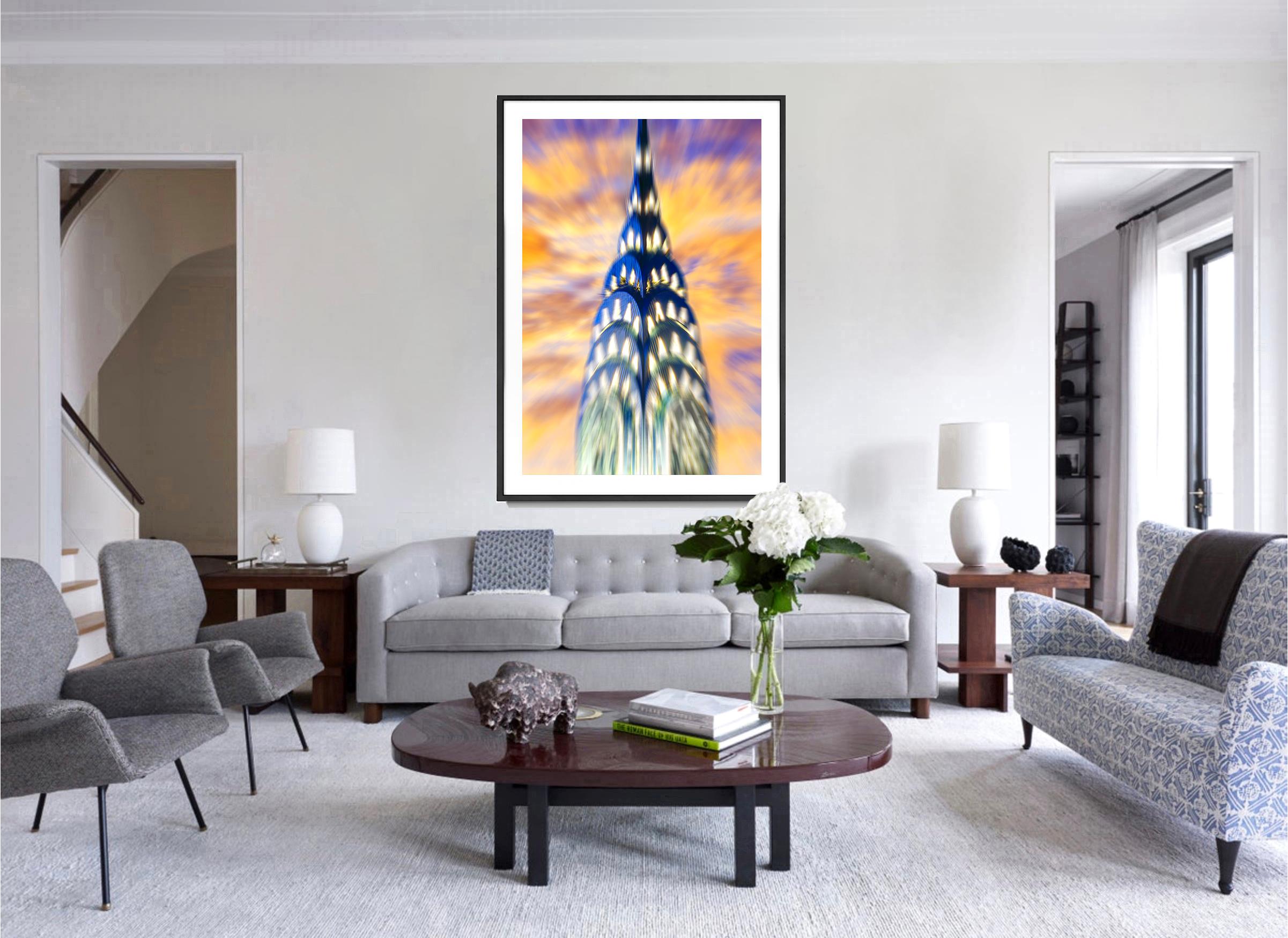 Chrysler Building Spire Zoom Color,  Fotografía Abstracta Color Pastel - Photograph de Mitchell Funk