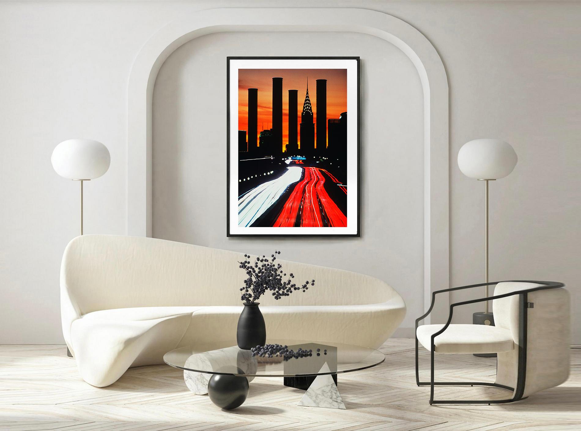 Chrysler Building:  The Smokestack and the Skyscraper - Black Abstract Photograph by Mitchell Funk