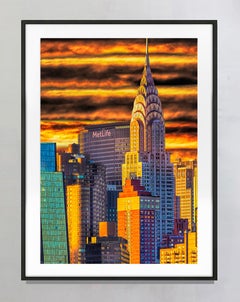 Chrysler Building vor leuchtendem Abendhimmel, Kunstdruck auf Hahnemühle-Papier