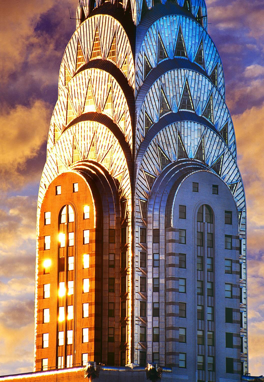 Mitchell Funk Color Photograph - Chrysler Building with Gold Light and Silver light, Architectural  Photography 