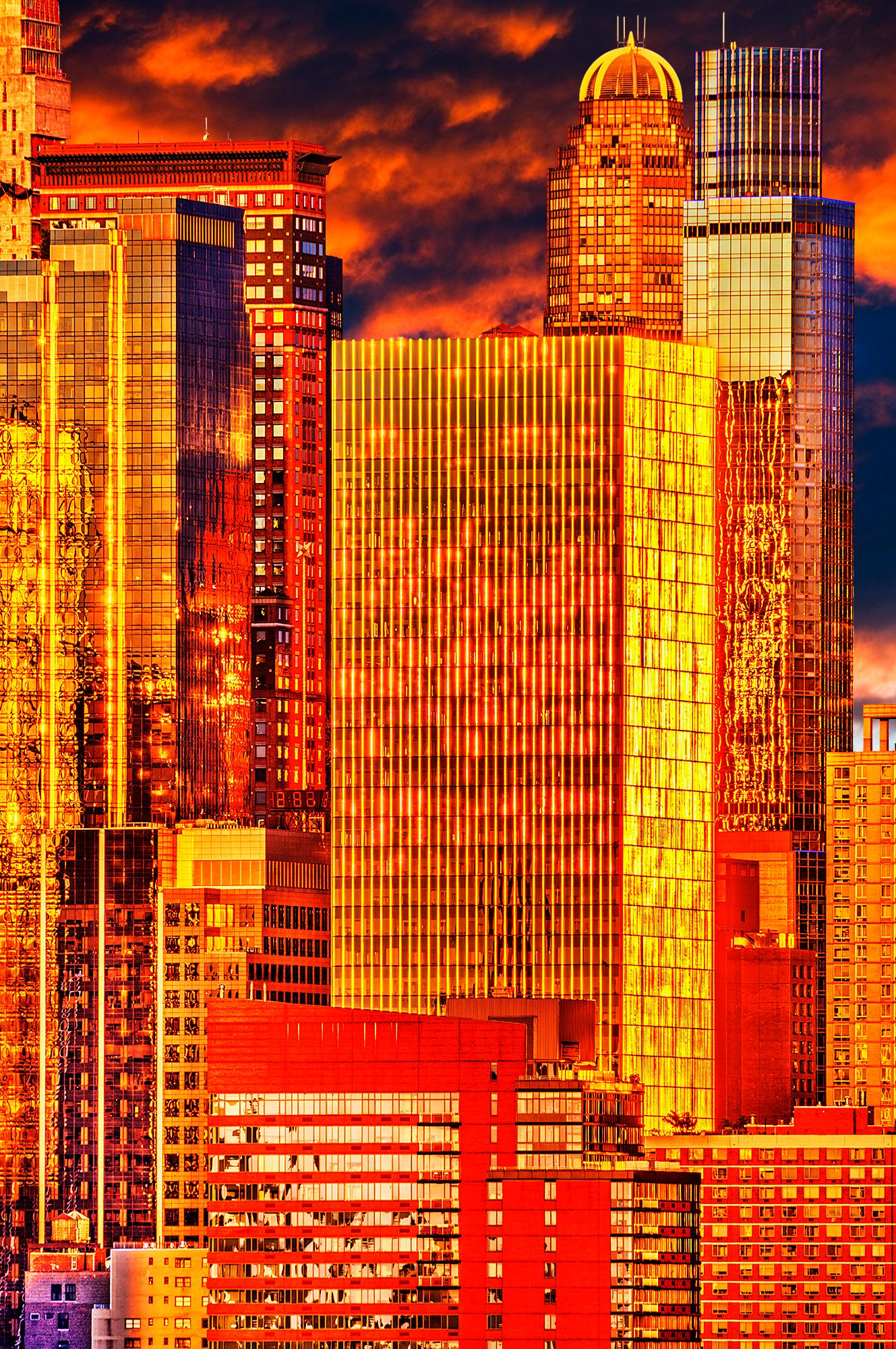 Mitchell Funk Color Photograph - City of Gold,  Mahattan skyline in a golden light