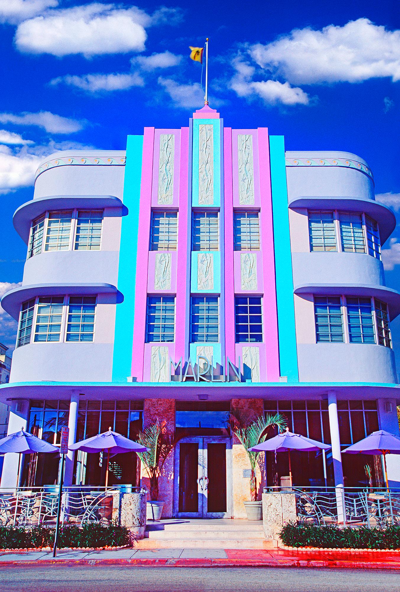 Mitchell Funk Landscape Photograph - Classic Art Deco Marlin Hotel Miami Beach, South Beach, Fine Art Photography