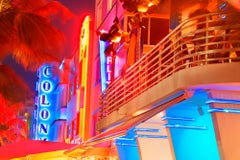 Colony Hotel Ocean Drive, South Beach at Night  Tropical Neon Reds and Neon Blue