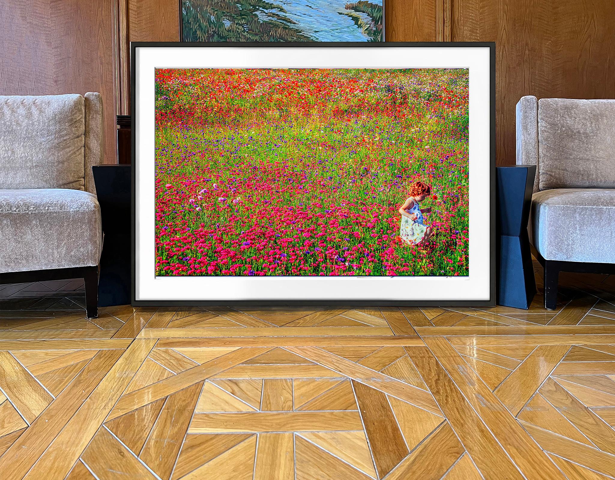 Colorful Field of Flowers with Redhead Child - East Hampton Like Monet For Sale 1