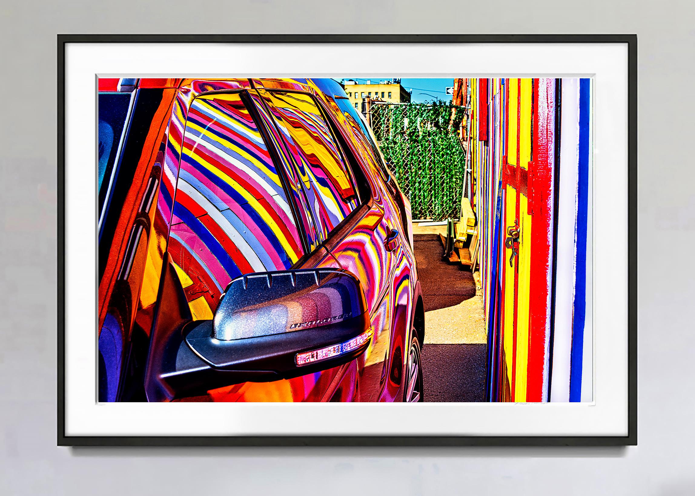Colorful Street Art Reflected in Car - Photograph by Mitchell Funk