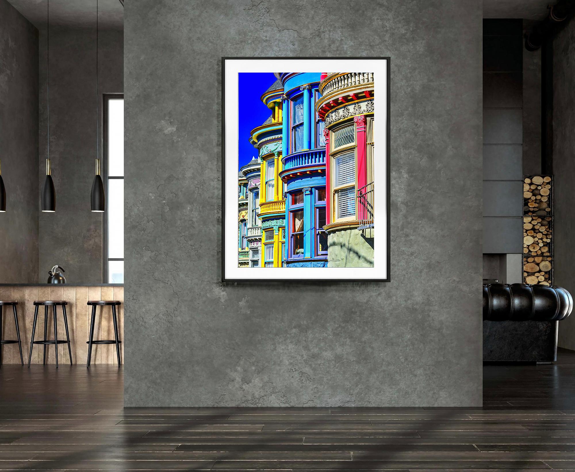 Case vittoriane colorate da favola, San Francisco Blu e Giallo - Landscape Photograph Viola di Mitchell Funk