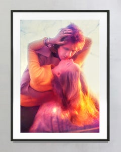 Couple Embracing In Central Park With Golden Light, Signed Color Photography